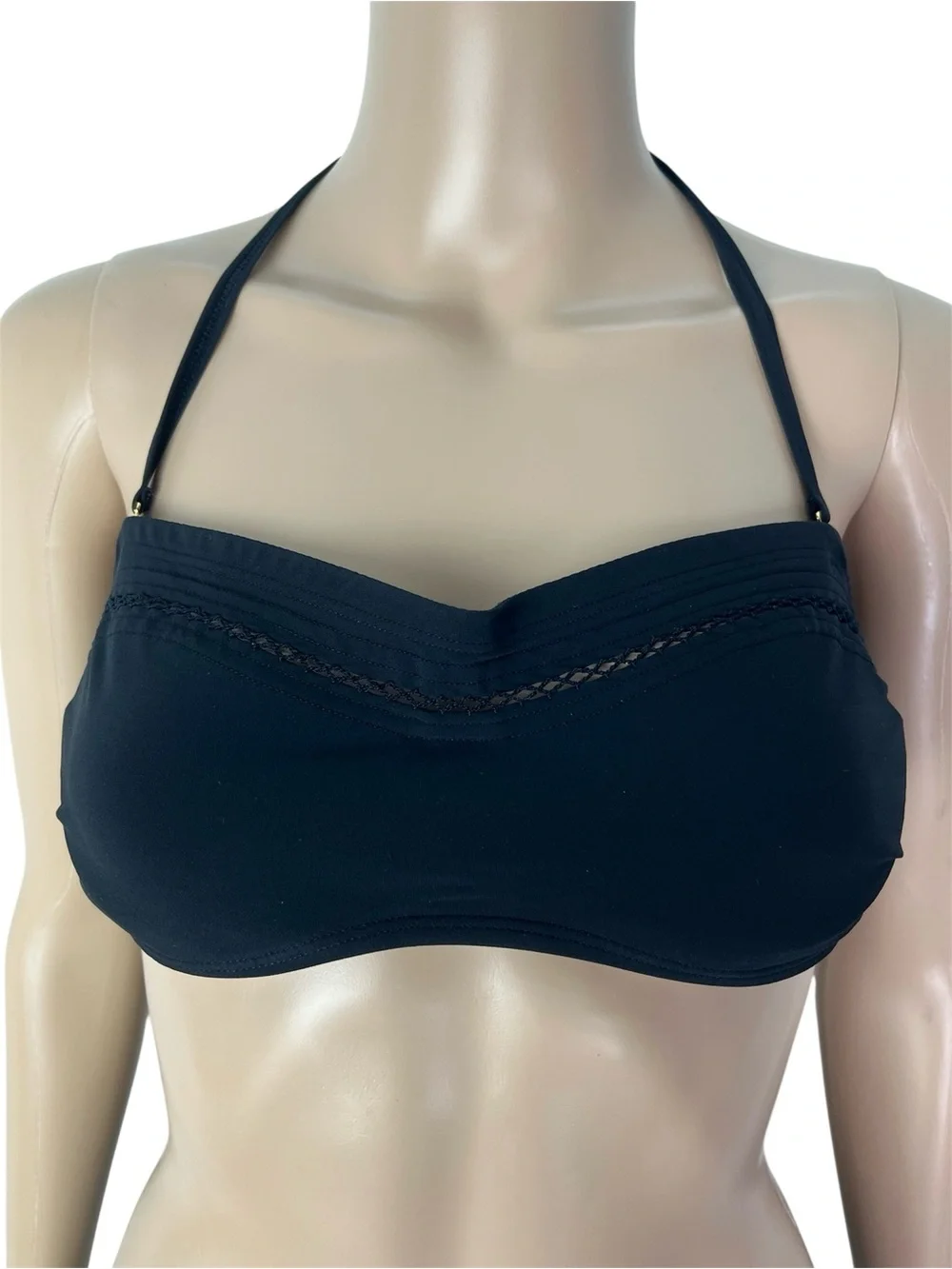 Tory Burch Black Lattice Underwire Bandeau Top and Lattice Bottom Matching Set